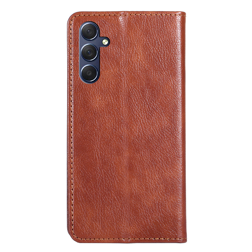 Uniqkart for Samsung Galaxy M54 / F54 5G Magnetic Closing Phone Case PU Leather Stand Wallet Cover - Brown