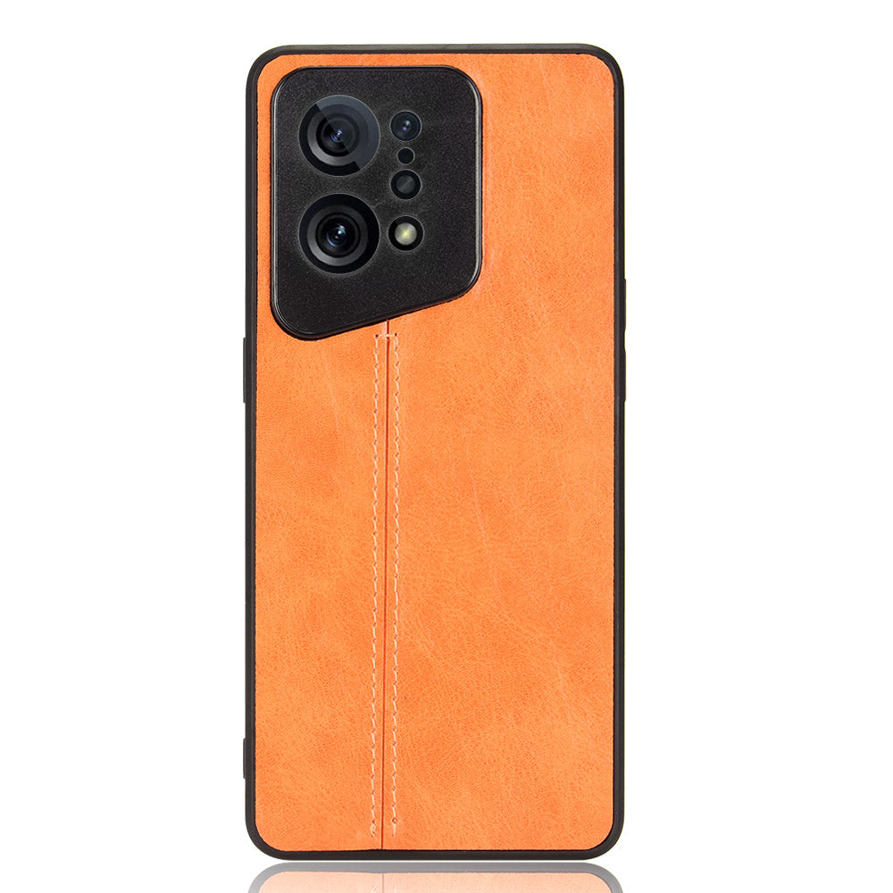 Uniqkart for Oppo Find X5 PU Leather Coated TPU+PC Phone Case Cowhide Texture Protective Cover - Orange