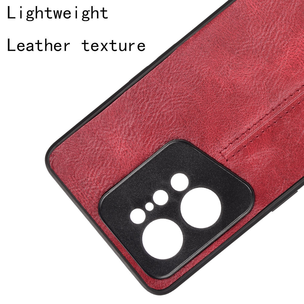 Uniqkart for Oppo Find X5 PU Leather Coated TPU+PC Phone Case Cowhide Texture Protective Cover - Red