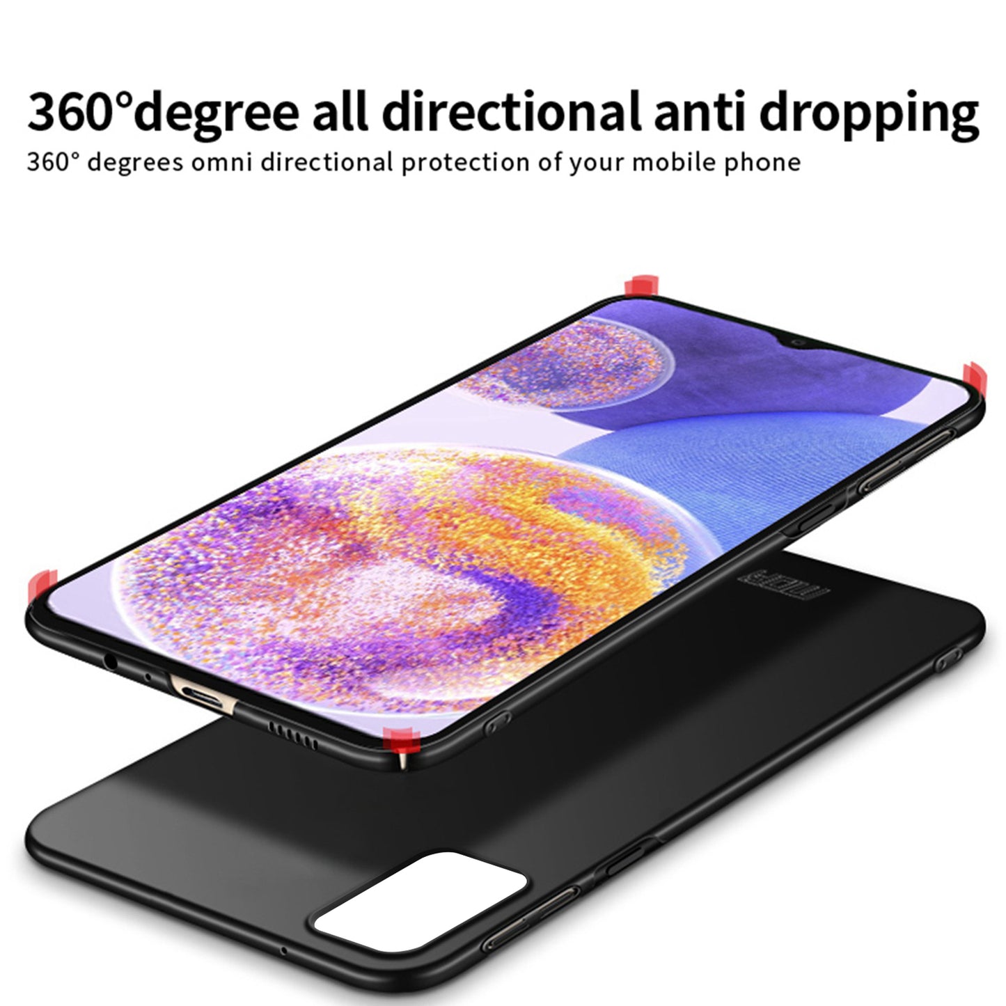 Uniqkart PC Series-1 Matte Case for Samsung Galaxy A23 4G / A23 5G (Global Version) , Hard PC Phone Cover with Strap - Black