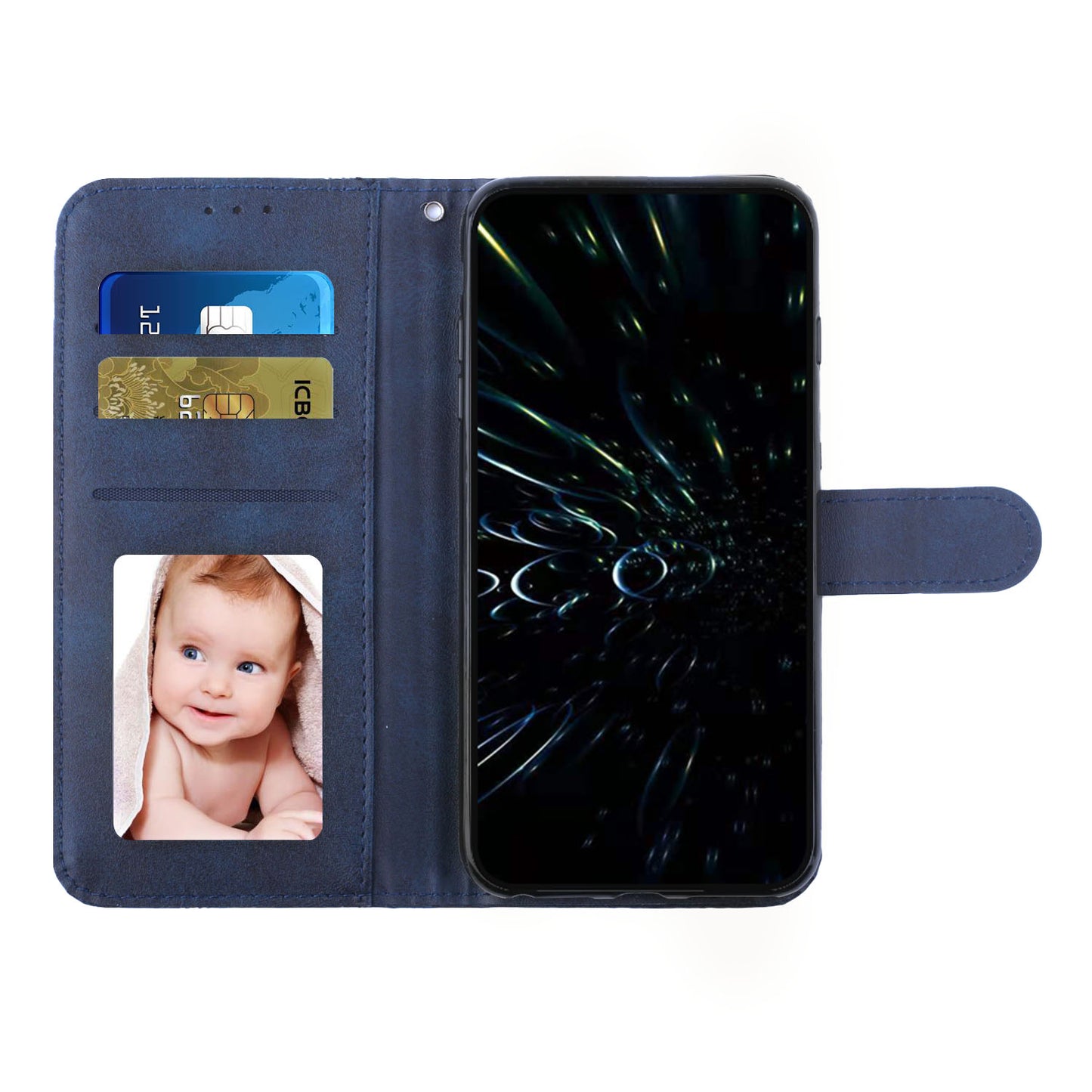 Uniqkart for Realme 11 Pro 5G / 11 Pro+ 5G Smartphone Case PU Leather Magnetic Clasp Wallet Stand Cover - Sapphire