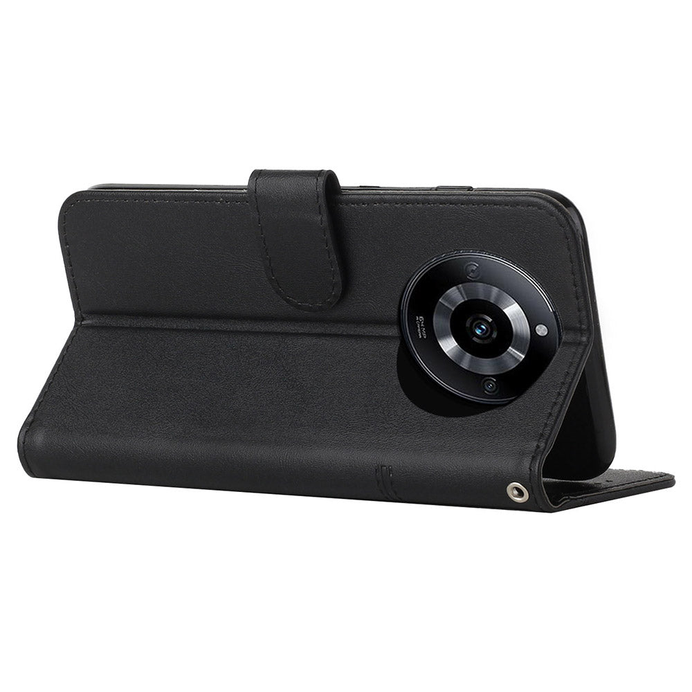 Uniqkart for Realme 11 Pro 5G / 11 Pro+ 5G Smartphone Case PU Leather Magnetic Clasp Wallet Stand Cover - Black