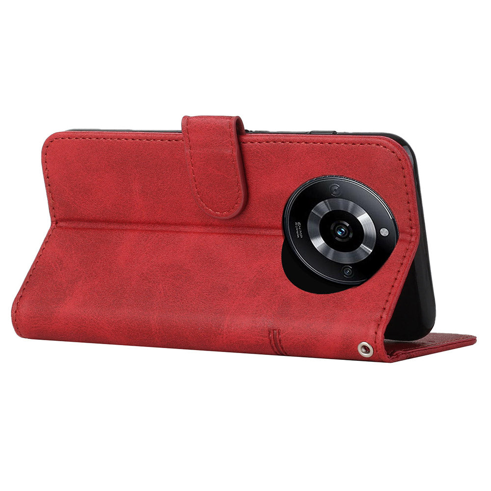 Uniqkart for Realme 11 Pro 5G / 11 Pro+ 5G Smartphone Case PU Leather Magnetic Clasp Wallet Stand Cover - Red