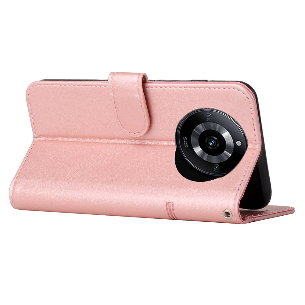 Uniqkart for Realme 11 Pro 5G / 11 Pro+ 5G Smartphone Case PU Leather Magnetic Clasp Wallet Stand Cover - Rose Gold