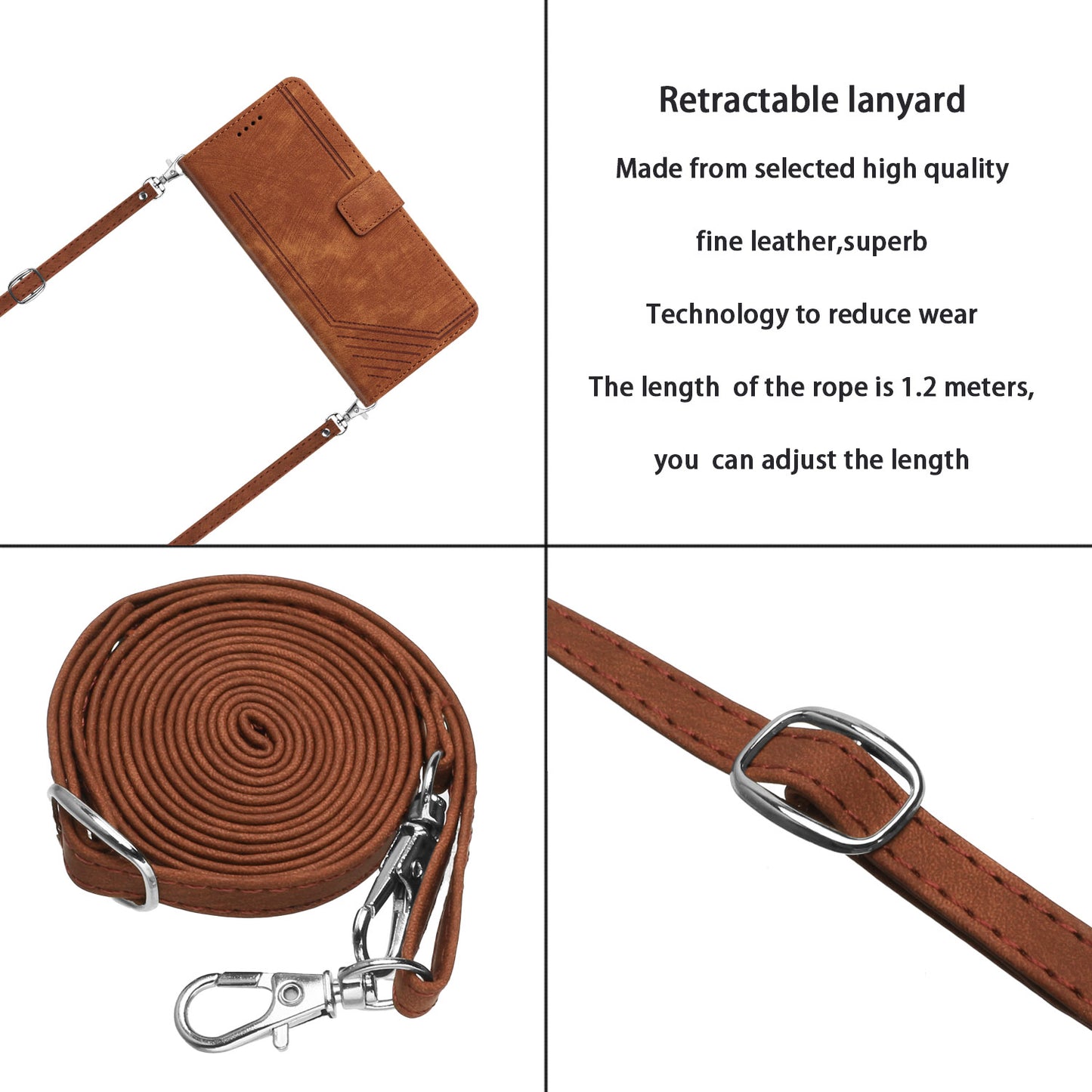 Leather Case for Realme C55 Lines Imprinted Viewing Stand Wallet Phone Cover with Shoulder Strap - Brown