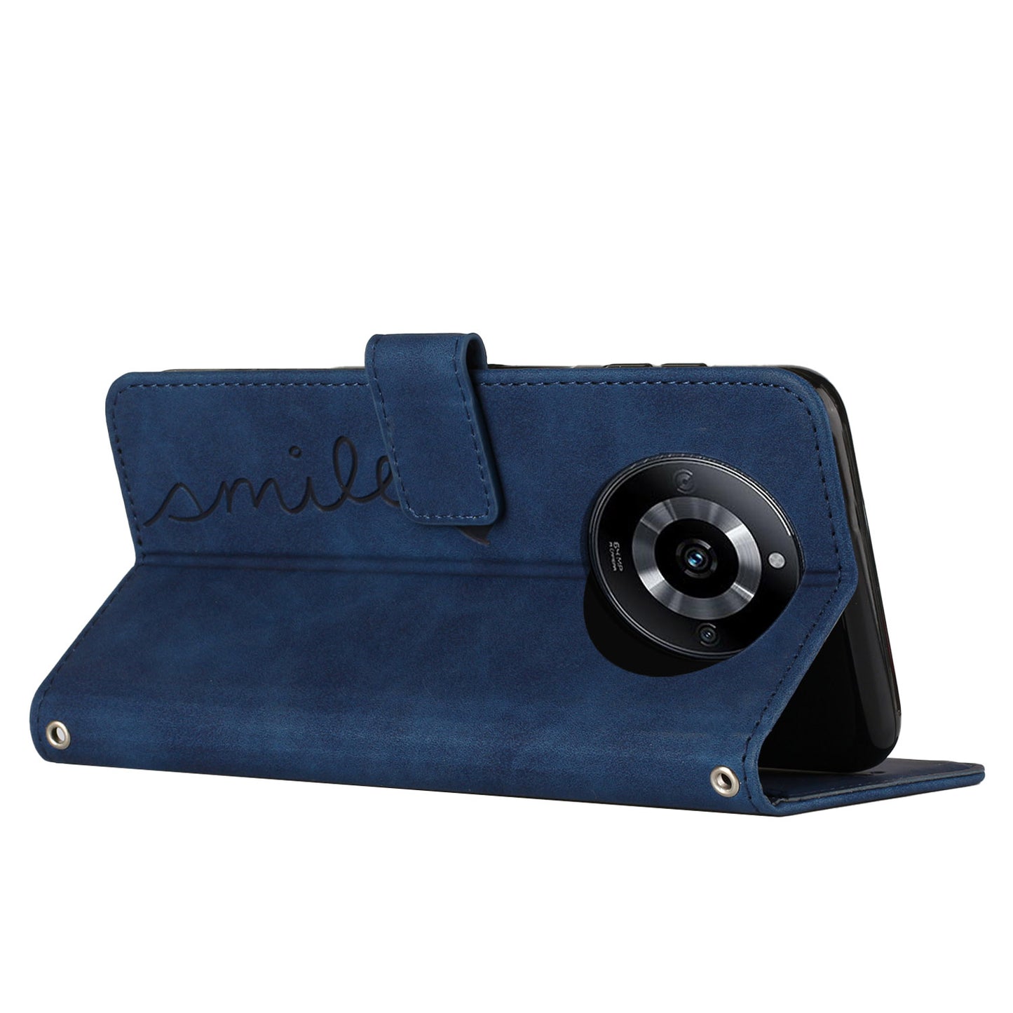 Uniqkart for Realme 11 5G Drop Proof Leather Phone Case Stand Imprinted Heart Wallet Skin-touch Cover - Sapphire
