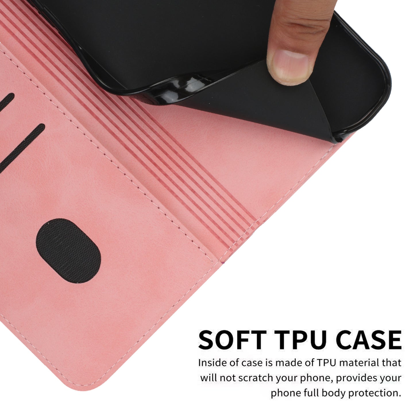 Uniqkart for Realme 11 5G Imprinted Rhombus Leather Case Phone Stand Wallet Skin-touch Cover - Rose Gold