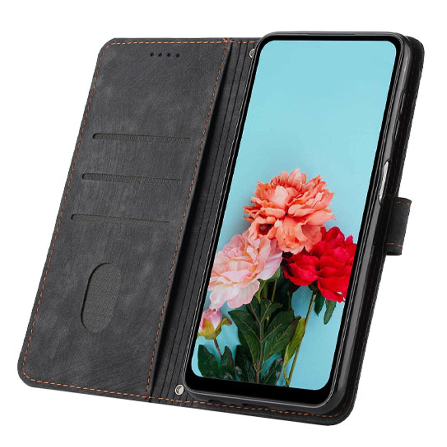 Uniqkart for Tecno Camon 20 Pro 5G Lines Imprinted Stand Wallet Anti-drop Leather Phone Cover with Shoulder Strap - Black