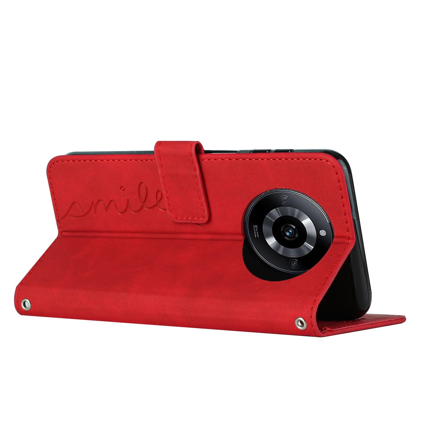 Uniqkart for Realme 11 Pro 5G / 11 Pro+ 5G Leather Phone Case Imprinted Heart Wallet Skin-touch Foldable Stand Cover - Red