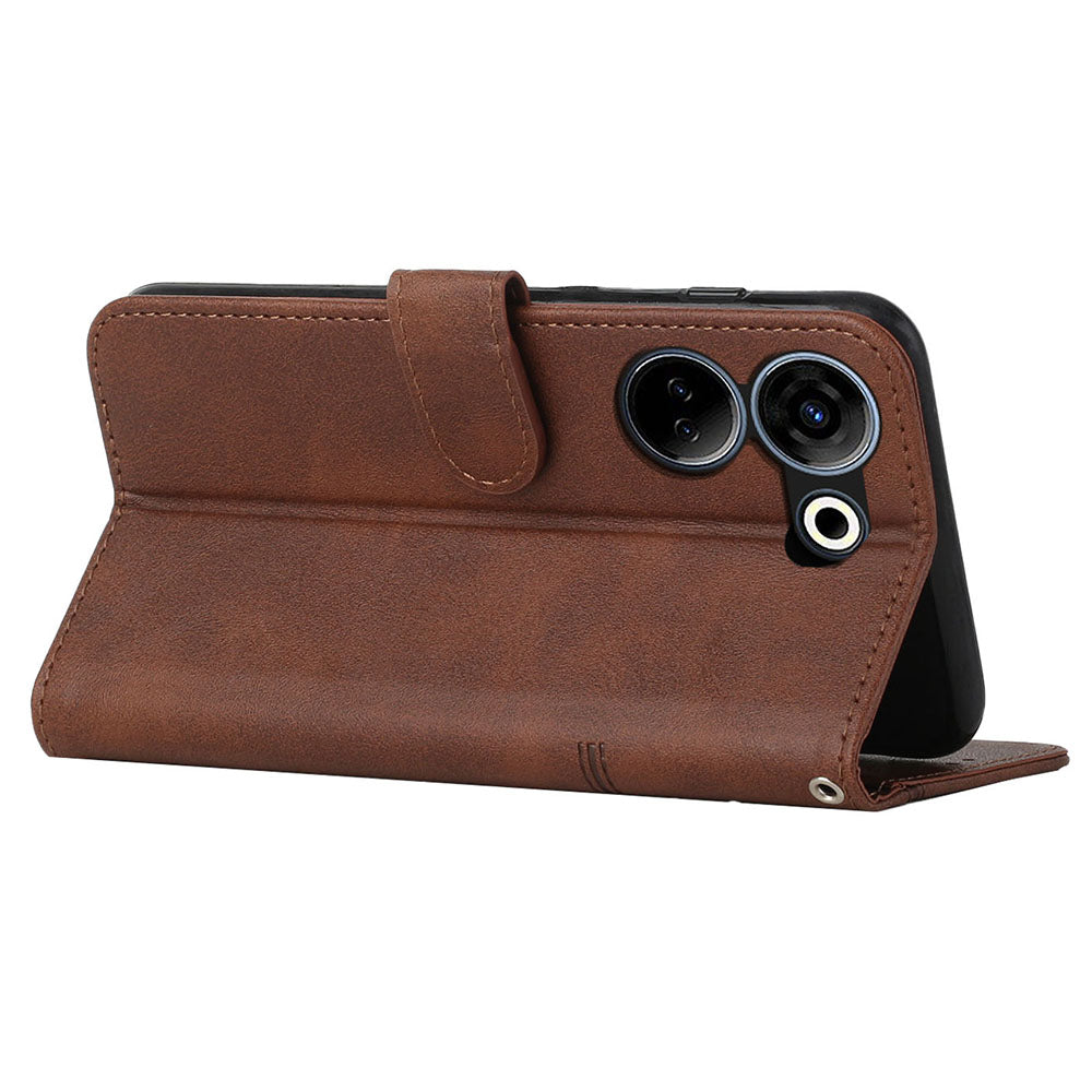 Uniqkart for Tecno Camon 20 4G / 20 Pro 4G PU Leather Wallet Case Stand Cell Phone Anti-fall Cover - Brown