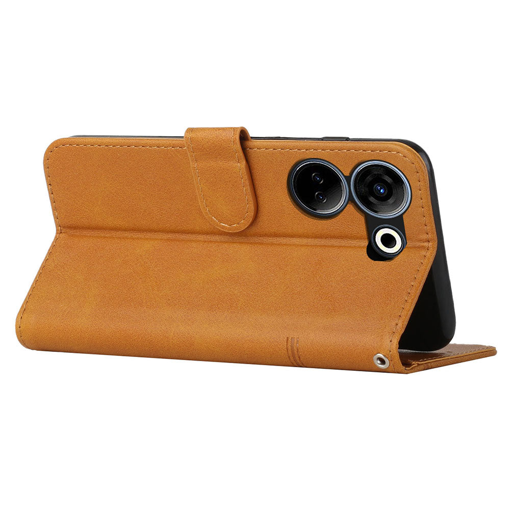 Uniqkart for Tecno Camon 20 4G / 20 Pro 4G PU Leather Wallet Case Stand Cell Phone Anti-fall Cover - Yellow