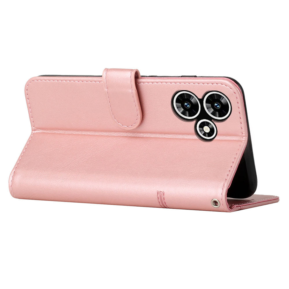 Uniqkart for Infinix Hot 30 Smartphone Case Anti-scratch PU Leather Magnetic Clasp Wallet Stand Cover - Rose Gold