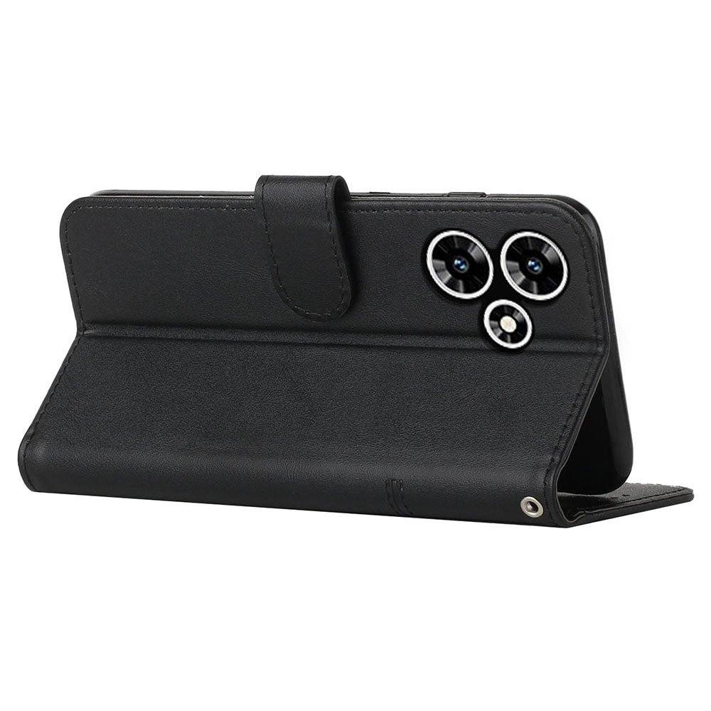 Uniqkart for Infinix Hot 30 Smartphone Case Anti-scratch PU Leather Magnetic Clasp Wallet Stand Cover - Black