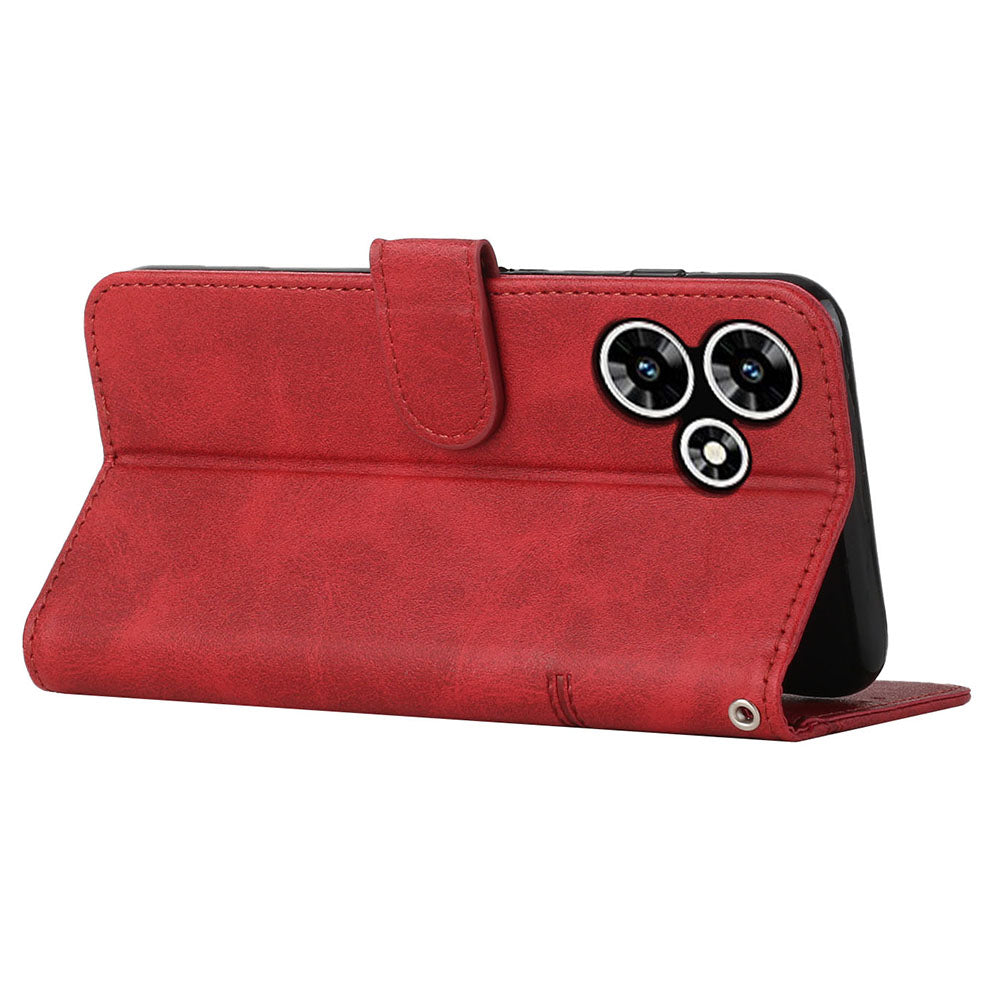 Uniqkart for Infinix Hot 30 Smartphone Case Anti-scratch PU Leather Magnetic Clasp Wallet Stand Cover - Red