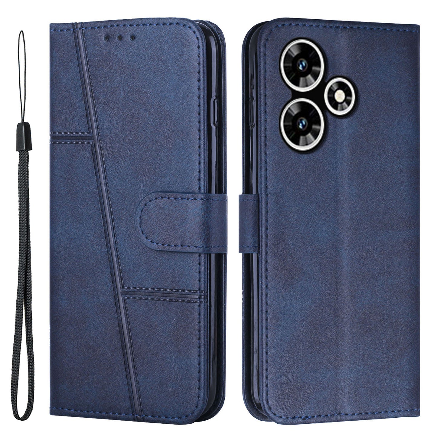 Uniqkart for Infinix Hot 30 Smartphone Case Anti-scratch PU Leather Magnetic Clasp Wallet Stand Cover - Sapphire