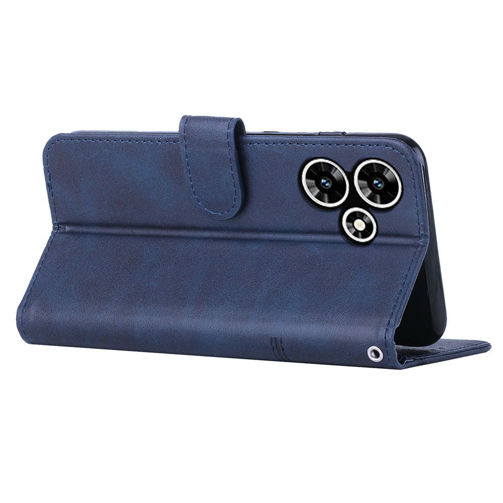 Uniqkart for Infinix Hot 30 Smartphone Case Anti-scratch PU Leather Magnetic Clasp Wallet Stand Cover - Sapphire