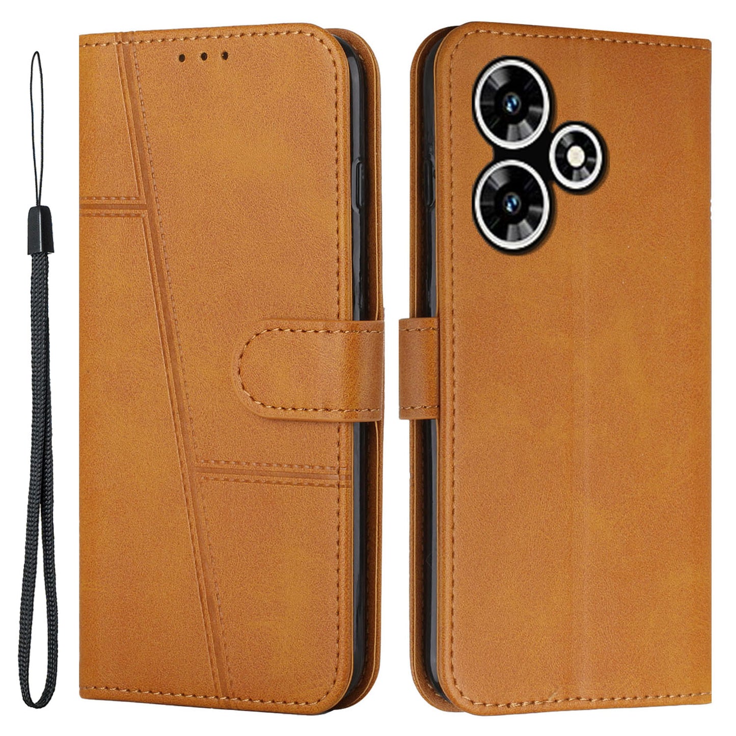 Uniqkart for Infinix Hot 30 Smartphone Case Anti-scratch PU Leather Magnetic Clasp Wallet Stand Cover - Yellow