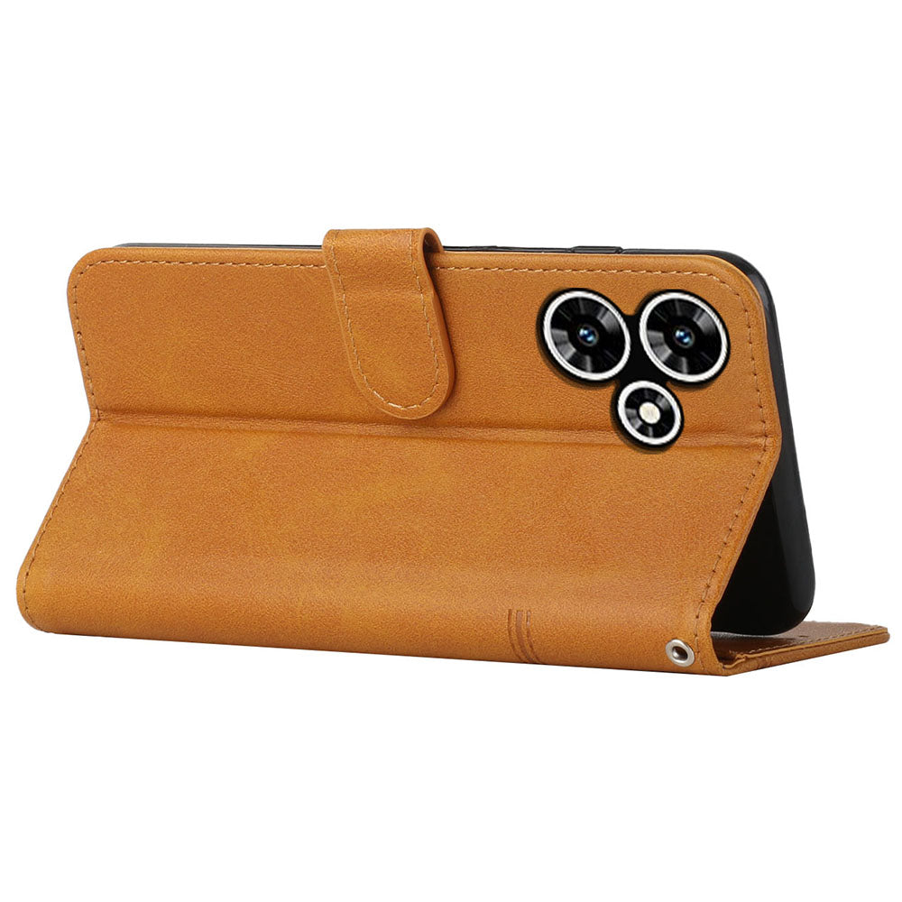 Uniqkart for Infinix Hot 30 Smartphone Case Anti-scratch PU Leather Magnetic Clasp Wallet Stand Cover - Yellow