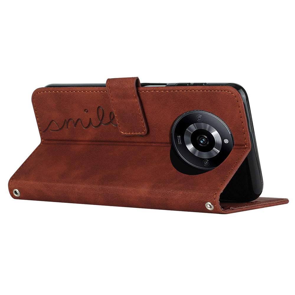 Stand Case for Realme 11 Pro 5G / 11 Pro+ 5G PU Leather Heart Shape Wallet Phone Cover with Shoulder Strap - Brown