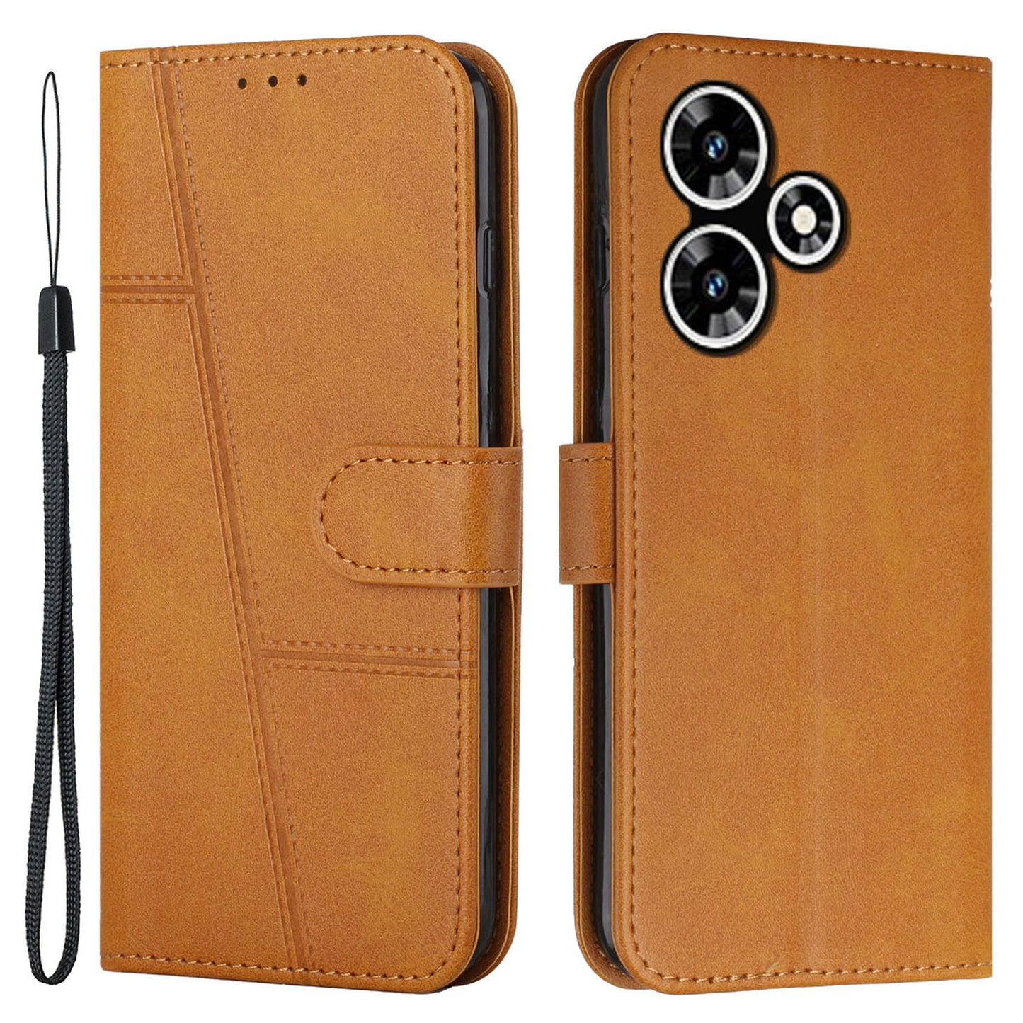 Uniqkart for Infinix Hot 30 Play NFC 4G Smartphone Case PU Leather Magnetic Clasp Wallet Foldable Stand Cover - Yellow