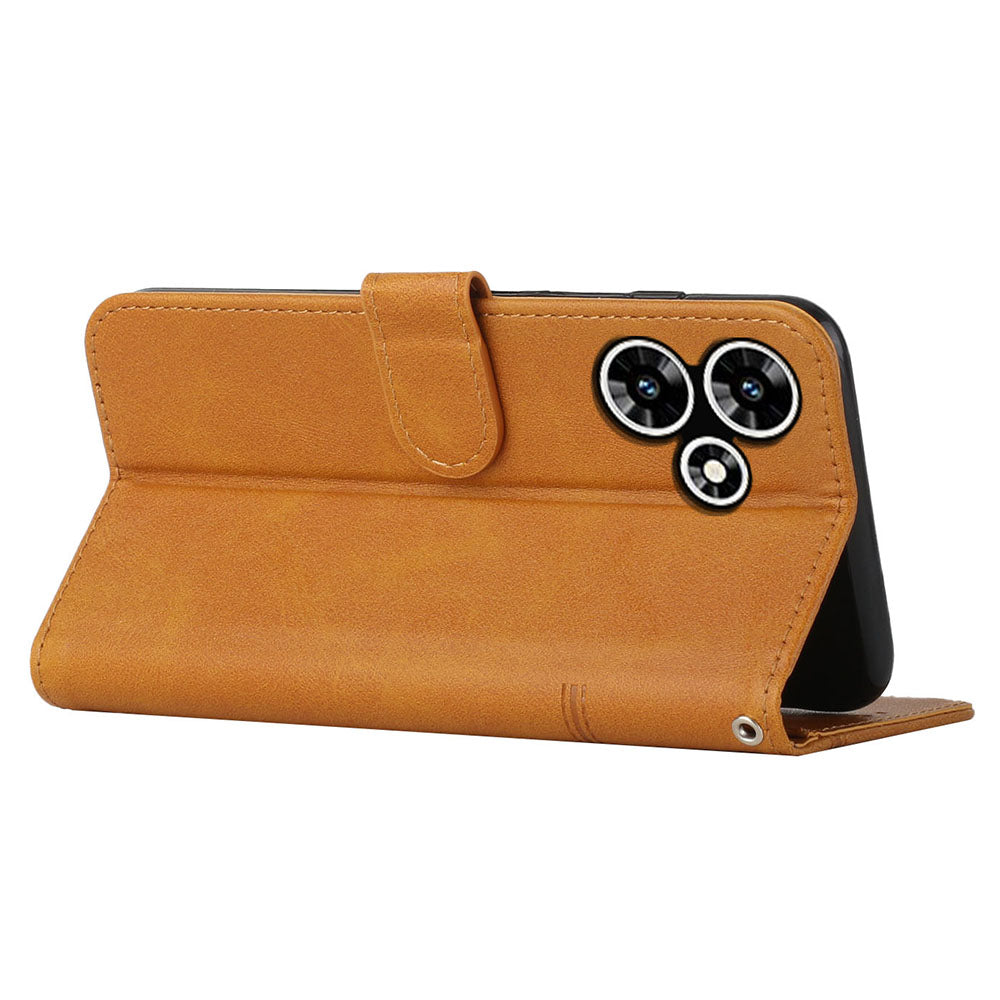 Uniqkart for Infinix Hot 30 Play NFC 4G Smartphone Case PU Leather Magnetic Clasp Wallet Foldable Stand Cover - Yellow