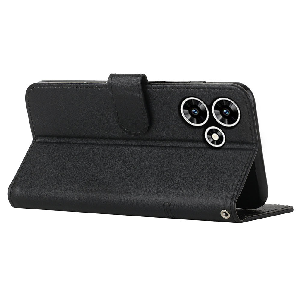 Uniqkart for Infinix Hot 30 Play NFC 4G Smartphone Case PU Leather Magnetic Clasp Wallet Foldable Stand Cover - Black