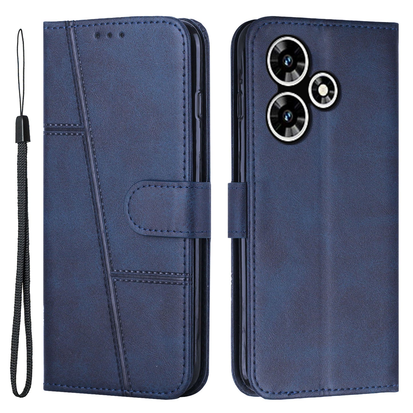Uniqkart for Infinix Hot 30 Play NFC 4G Smartphone Case PU Leather Magnetic Clasp Wallet Foldable Stand Cover - Sapphire