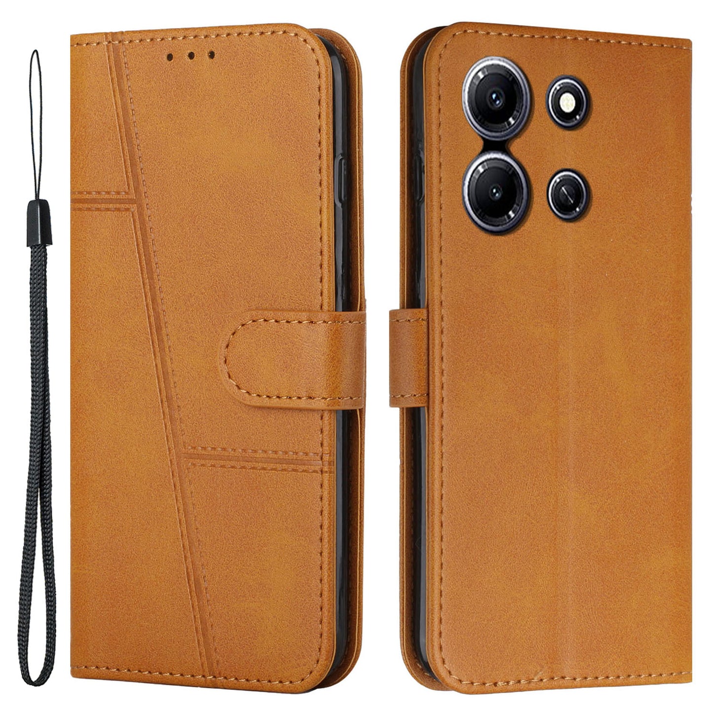 Uniqkart for Infinix Note 30i 4G Full Protection PU Leather Wallet Case Stand Cell Phone Cover - Yellow