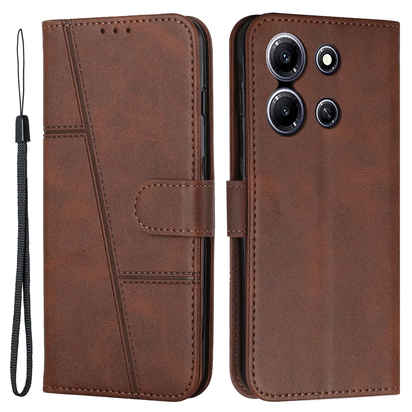 Uniqkart for Infinix Note 30i 4G Full Protection PU Leather Wallet Case Stand Cell Phone Cover - Brown