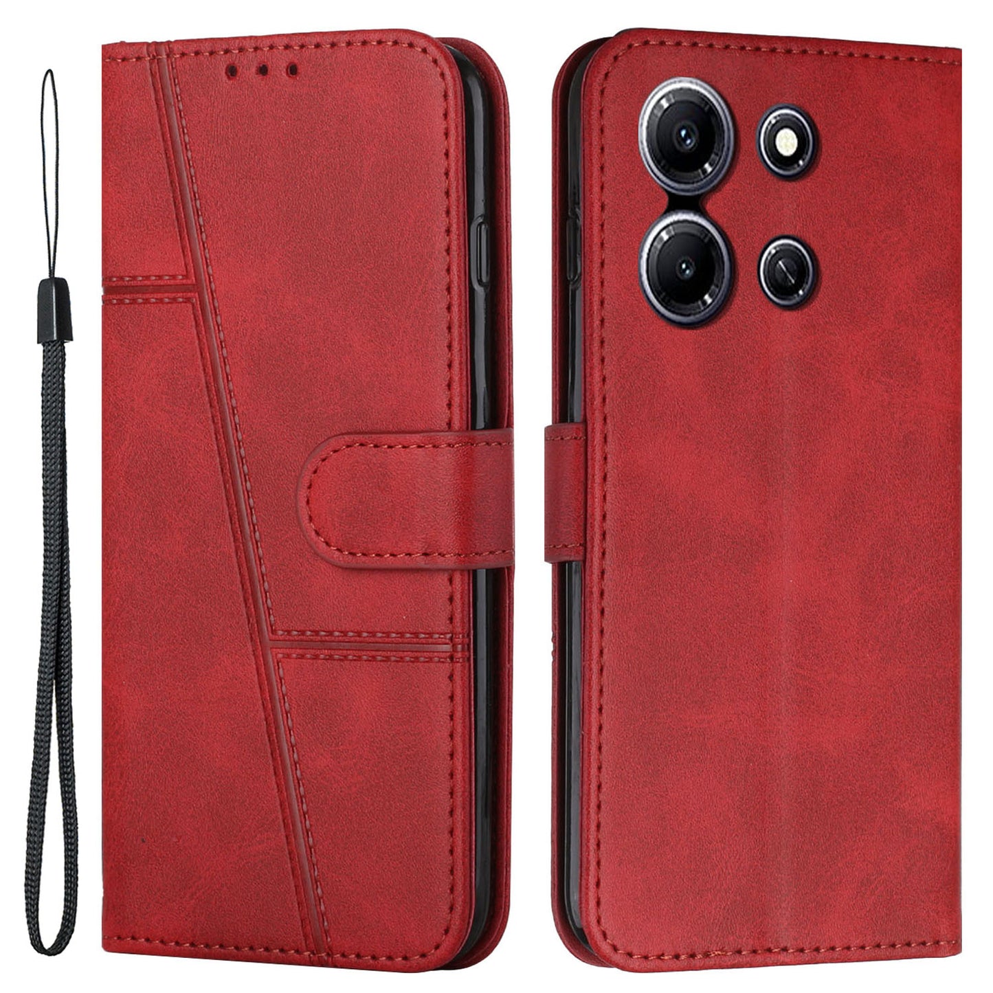 Uniqkart for Infinix Note 30i 4G Full Protection PU Leather Wallet Case Stand Cell Phone Cover - Red