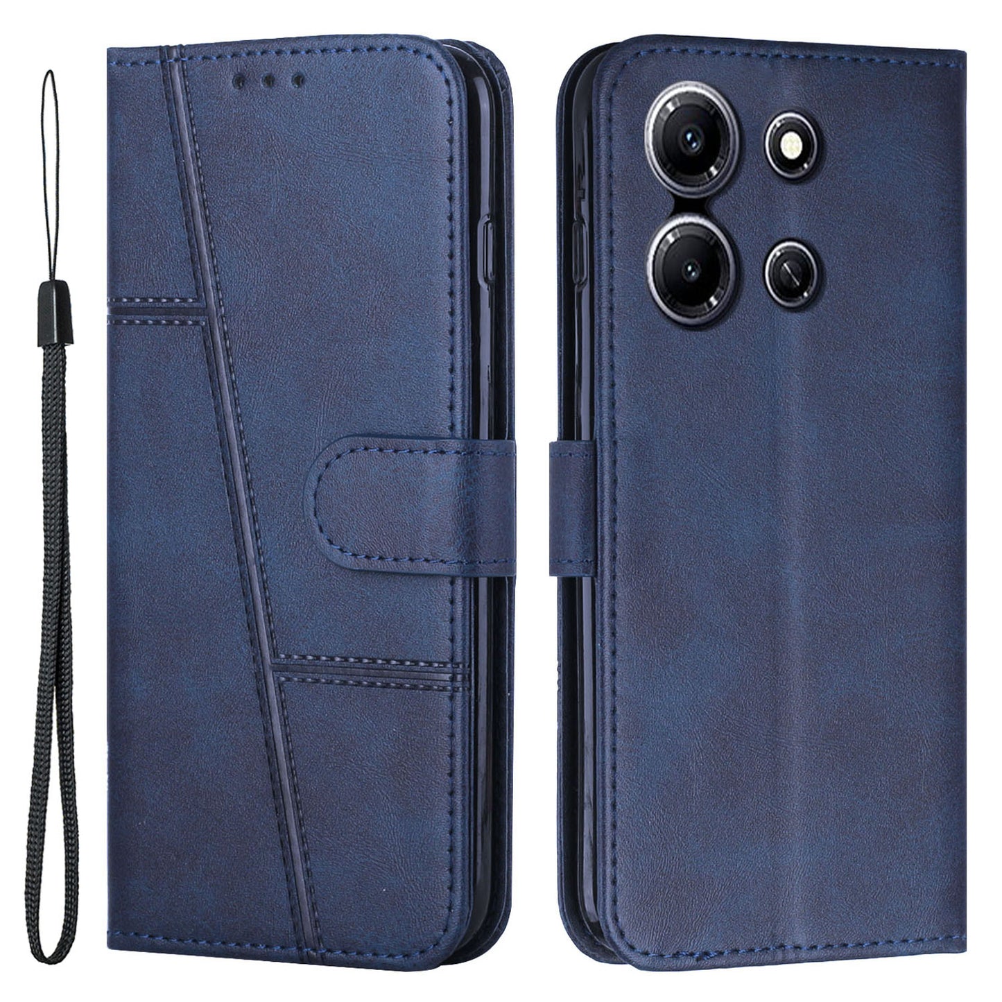 Uniqkart for Infinix Note 30i 4G Full Protection PU Leather Wallet Case Stand Cell Phone Cover - Sapphire