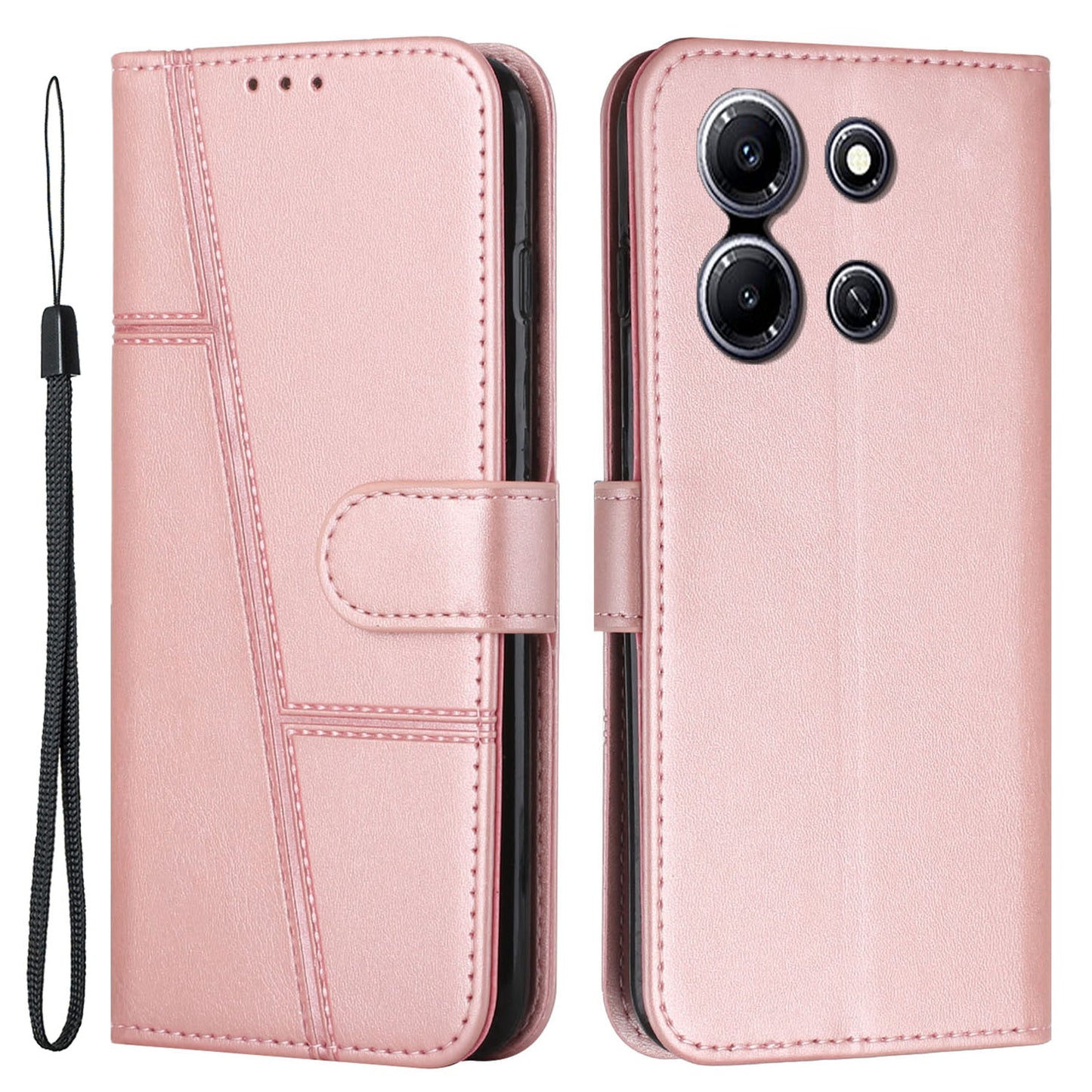 Uniqkart for Infinix Note 30i 4G Full Protection PU Leather Wallet Case Stand Cell Phone Cover - Rose Gold