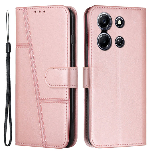 Uniqkart for Infinix Note 30i 4G Full Protection PU Leather Wallet Case Stand Cell Phone Cover - Rose Gold
