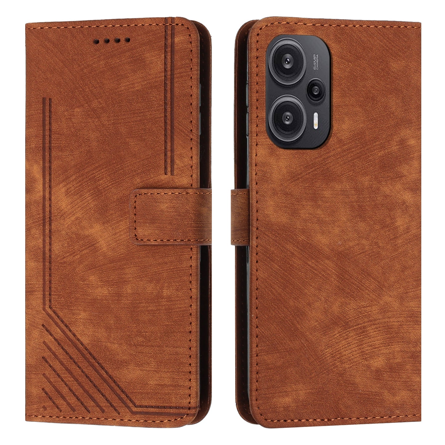 Uniqkart for Xiaomi Redmi Note 12 Turbo / Poco F5 5G Wallet PU Leather Phone Cover Stand Case with Shoulder Strap - Brown