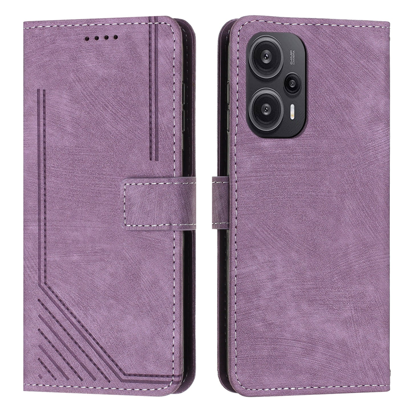 Uniqkart for Xiaomi Redmi Note 12 Turbo / Poco F5 5G Wallet PU Leather Phone Cover Stand Case with Shoulder Strap - Purple