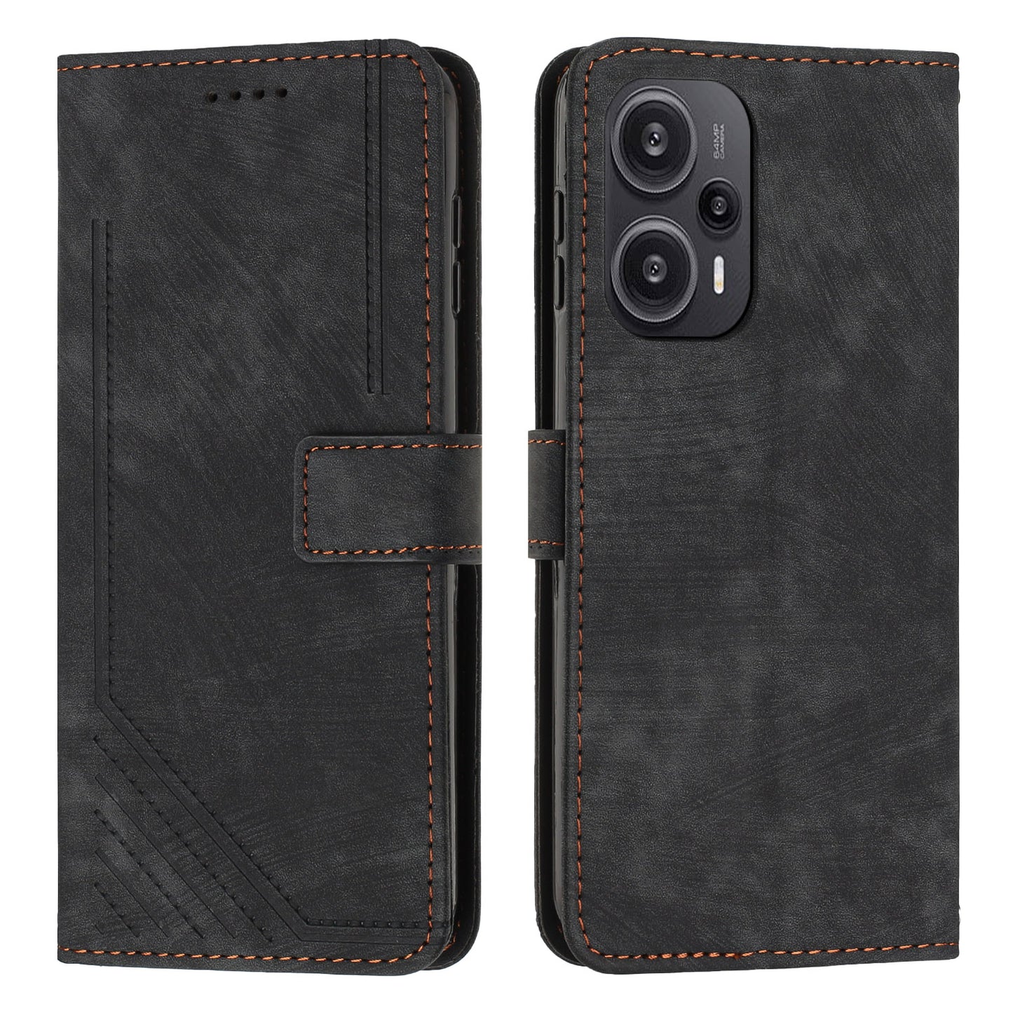 Uniqkart for Xiaomi Redmi Note 12 Turbo / Poco F5 5G Wallet PU Leather Phone Cover Stand Case with Shoulder Strap - Black