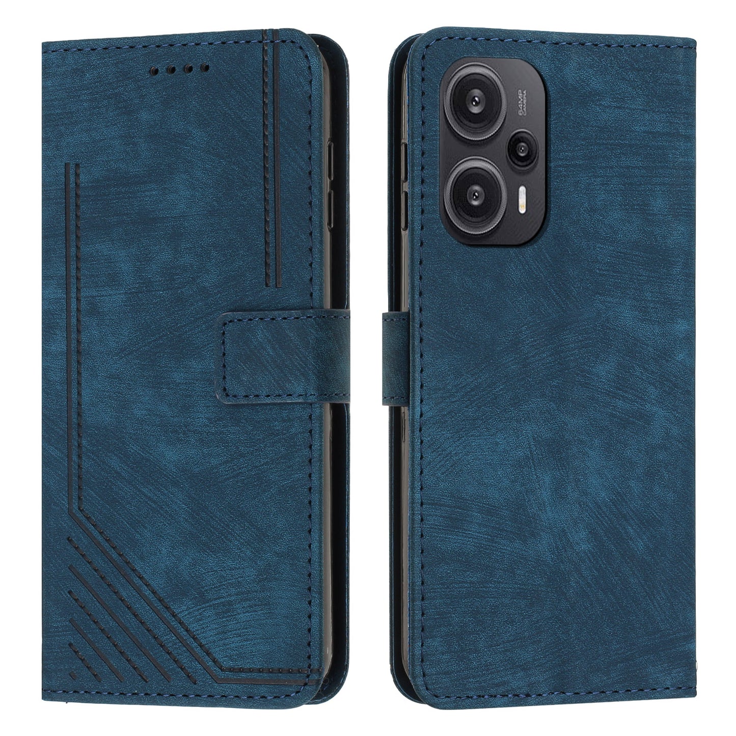 Uniqkart for Xiaomi Redmi Note 12 Turbo / Poco F5 5G Wallet PU Leather Phone Cover Stand Case with Shoulder Strap - Sapphire