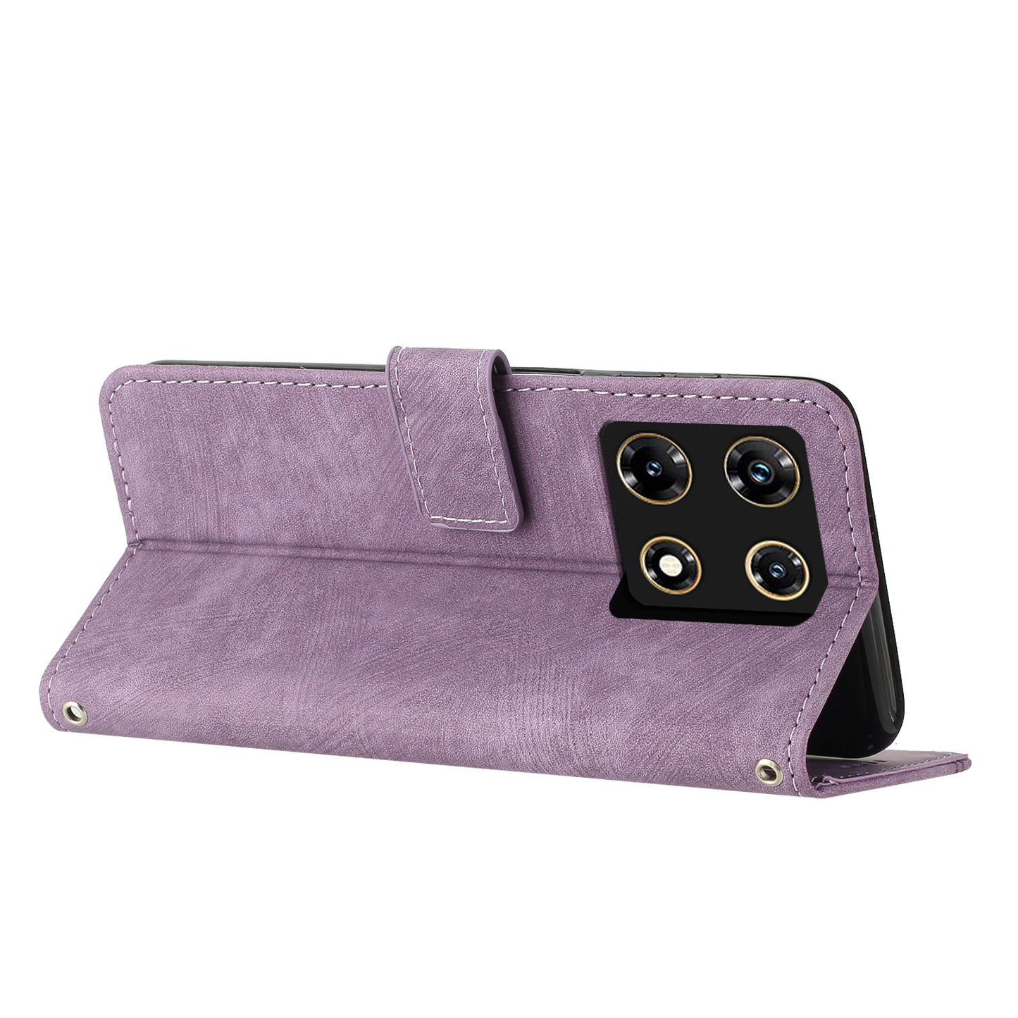 Uniqkart for Infinix Note 30 Pro 4G Stand PU Leather Wallet Case Skin-touch Imprinted Lines Phone Cover - Purple