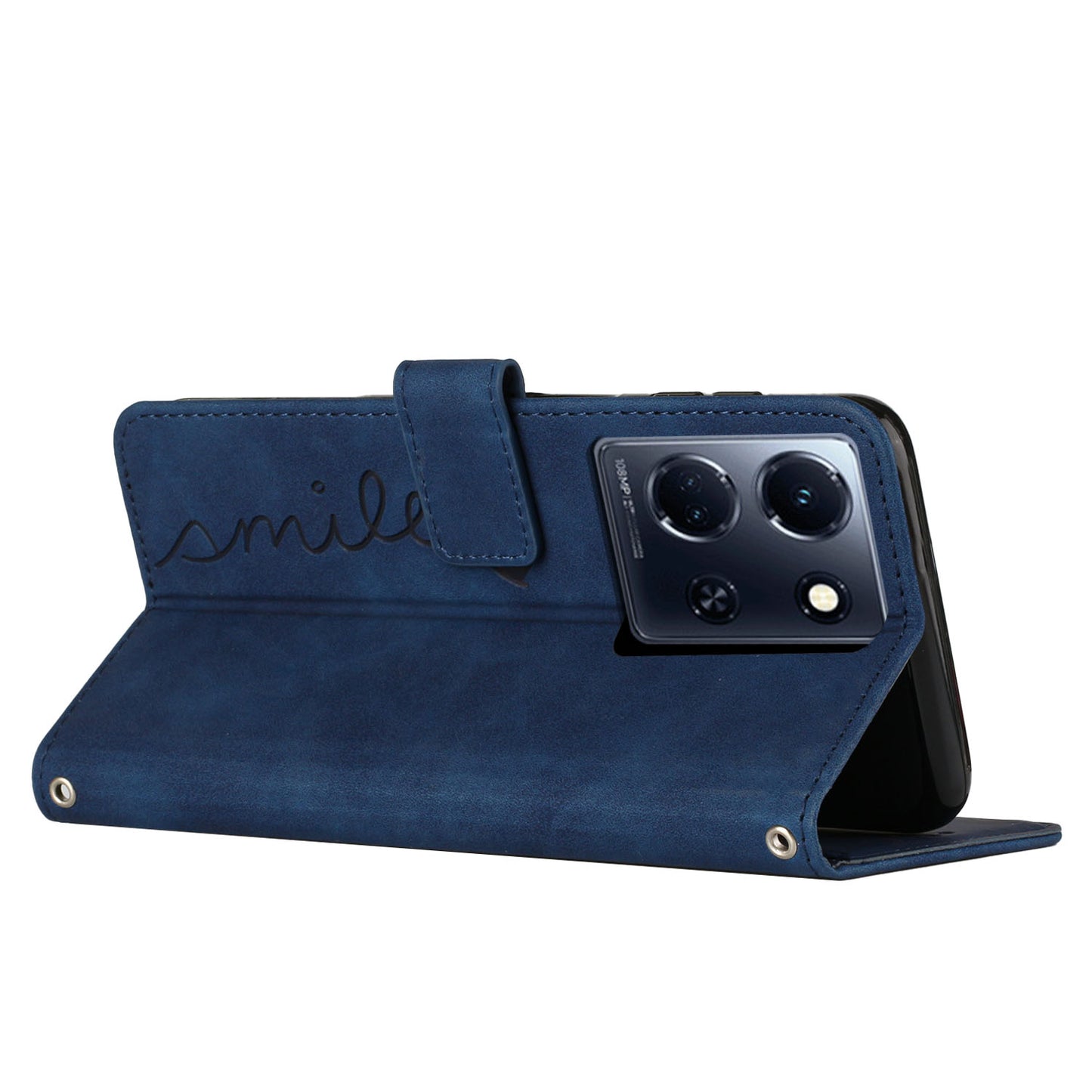 Uniqkart for Infinix Note 30 4G / Note 30 5G Wallet Phone Cover Imprinted Heart PU Leather + TPU Stand Case - Sapphire