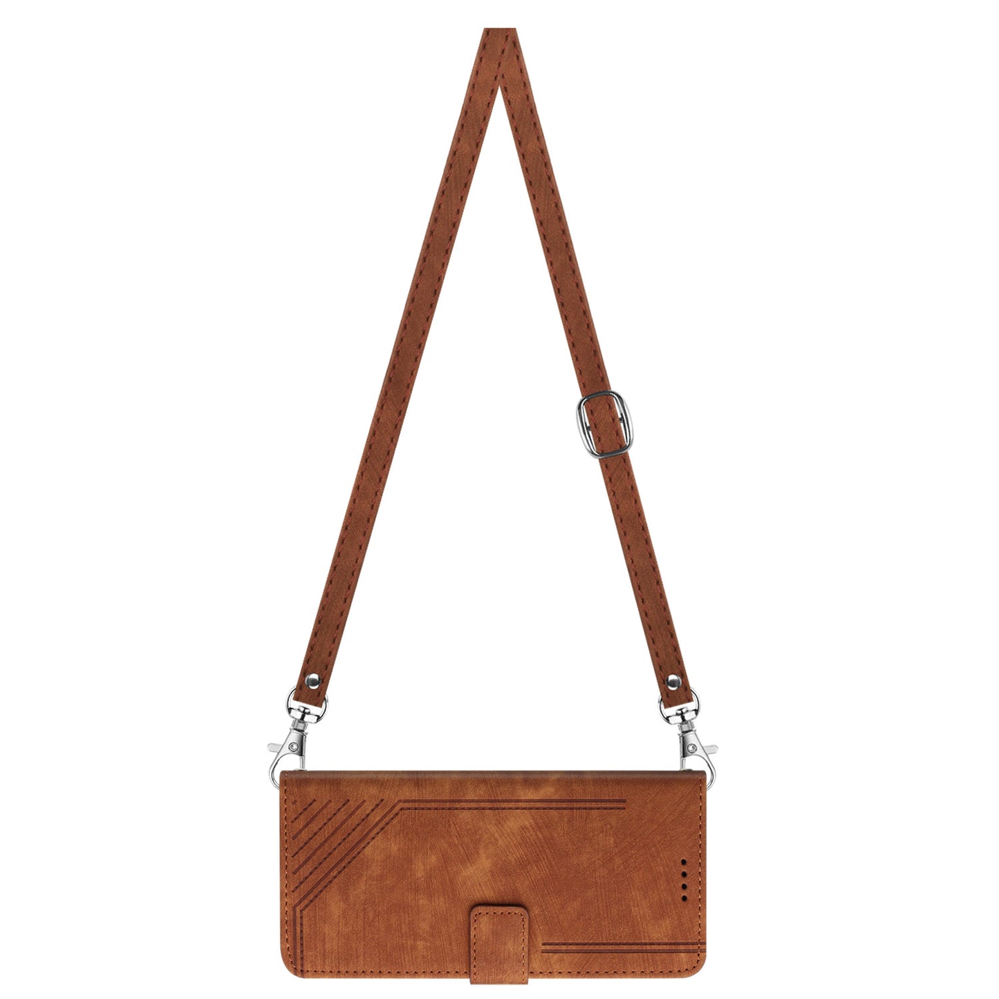 Uniqkart for Infinix Note 30 4G / Note 30 5G Phone Leather Case Lines Imprinted Stand Wallet Phone Cover with Shoulder Strap - Brown