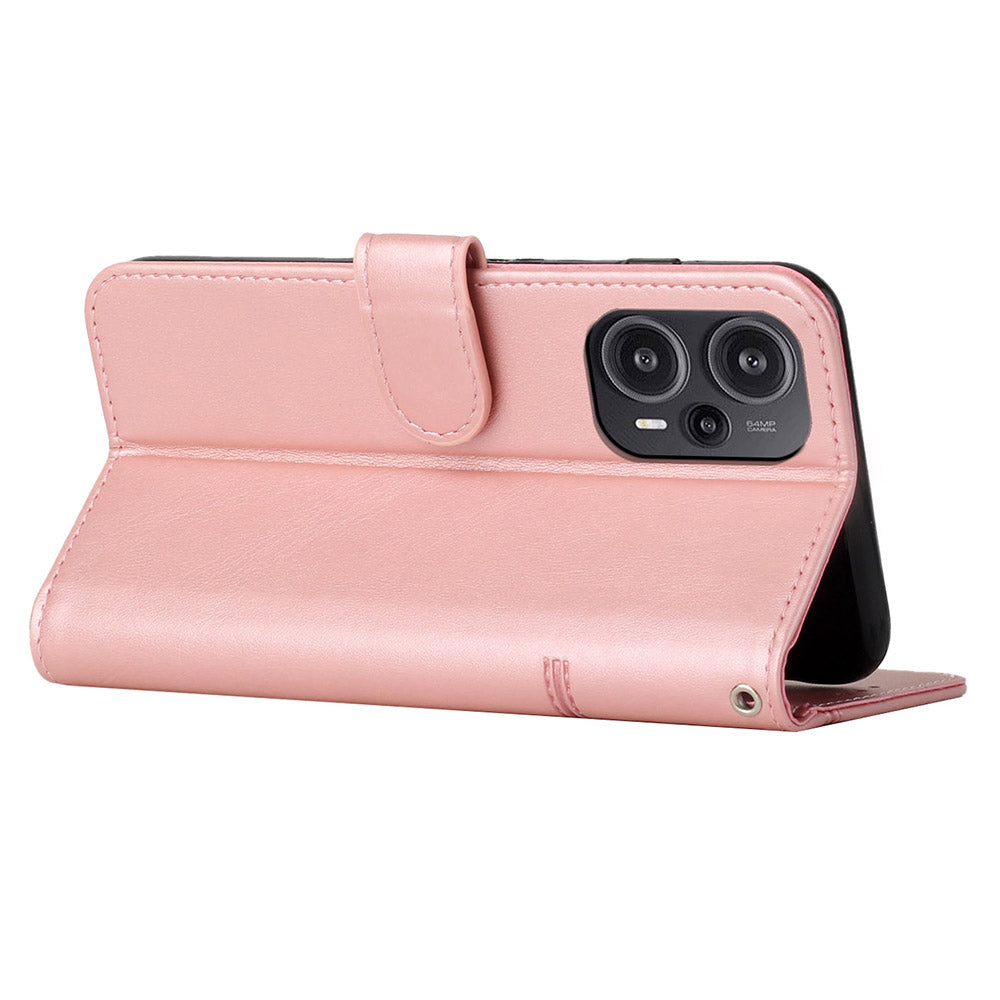 Uniqkart for Xiaomi Redmi Note 12 Turbo / Poco F5 5G PU Leather Case Wallet Stand Protective Phone Cover - Rose Gold