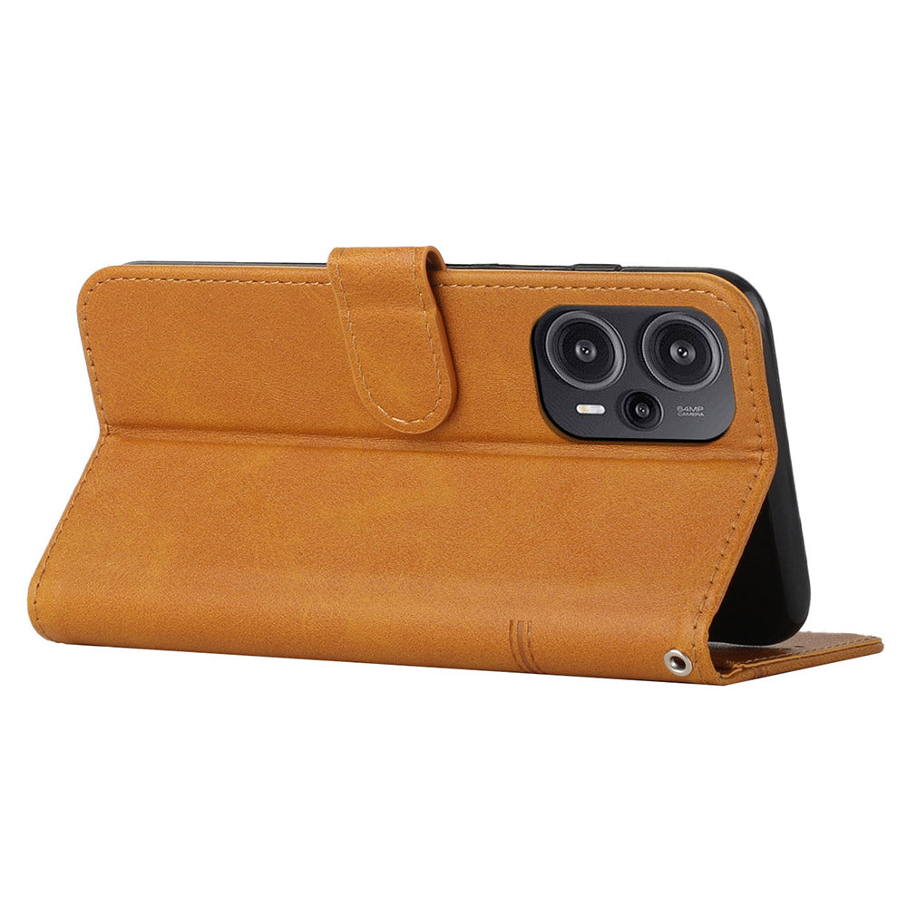 Uniqkart for Xiaomi Redmi Note 12 Turbo / Poco F5 5G PU Leather Case Wallet Stand Protective Phone Cover - Yellow
