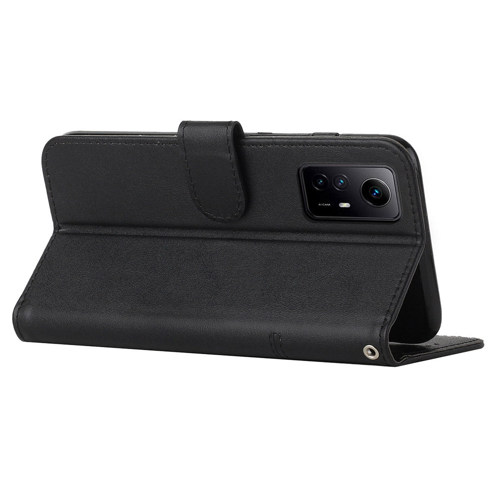 Uniqkart for Xiaomi Redmi Note 12S 4G PU Leather Phone Case Wallet Stand Anti-scratch Phone Cover - Black