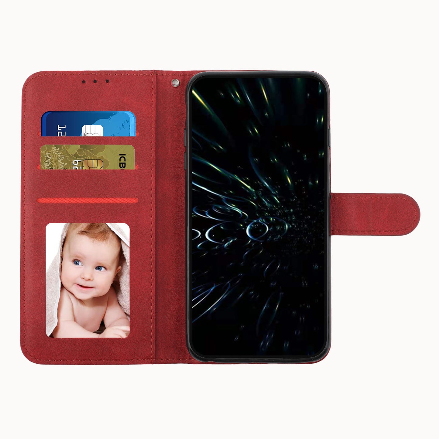Uniqkart for Xiaomi Redmi Note 12S 4G PU Leather Phone Case Wallet Stand Anti-scratch Phone Cover - Red