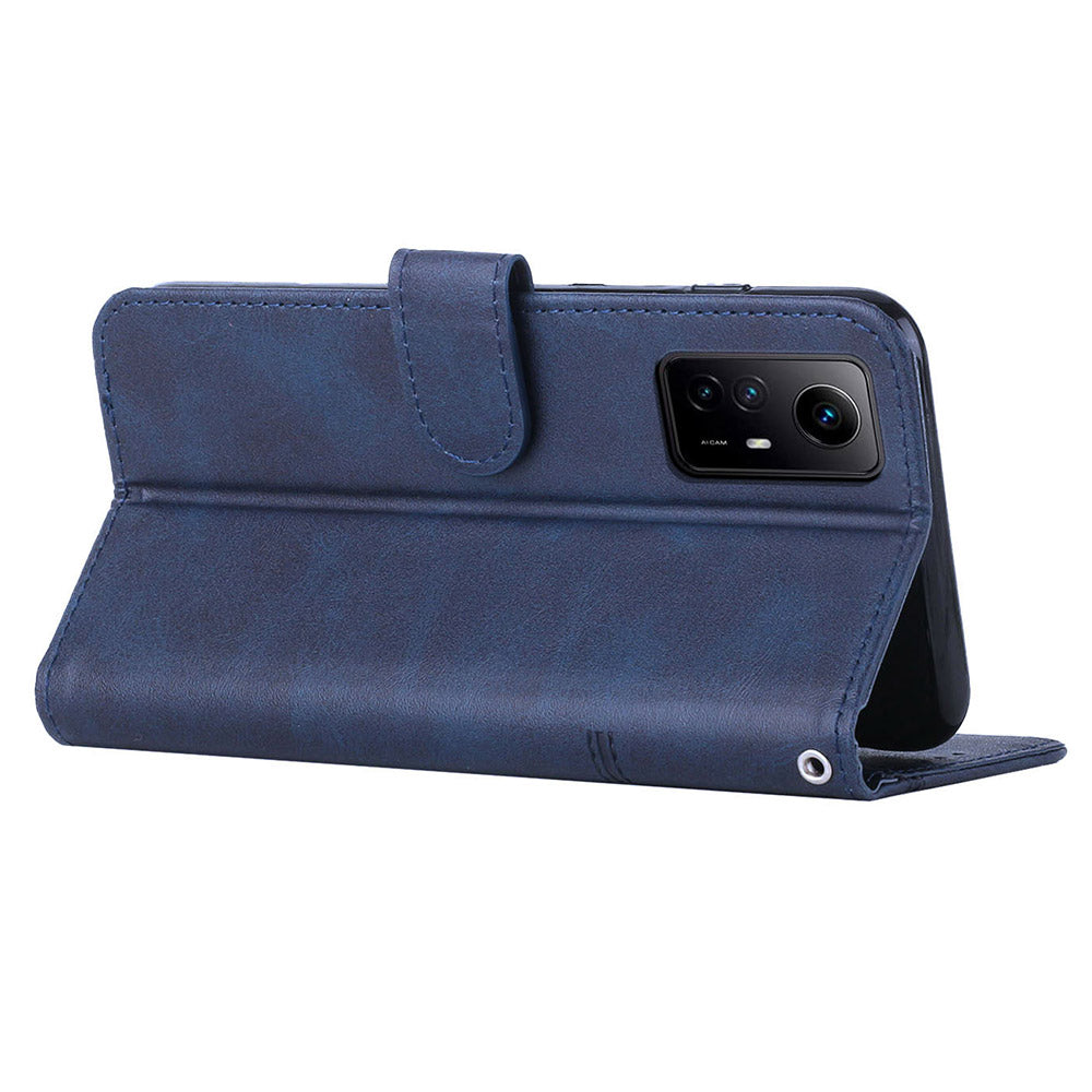 Uniqkart for Xiaomi Redmi Note 12S 4G PU Leather Phone Case Wallet Stand Anti-scratch Phone Cover - Sapphire