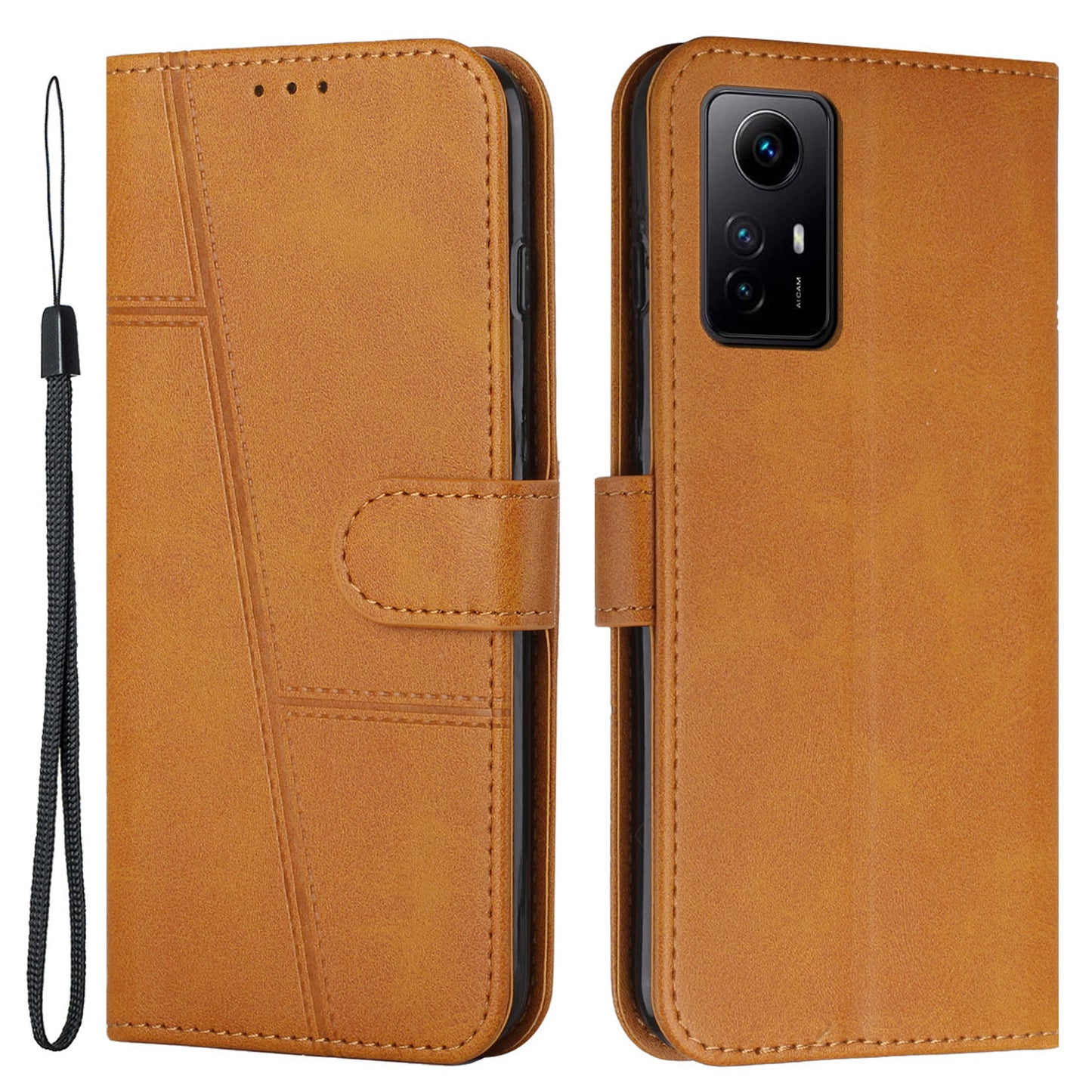 Uniqkart for Xiaomi Redmi Note 12S 4G PU Leather Phone Case Wallet Stand Anti-scratch Phone Cover - Yellow