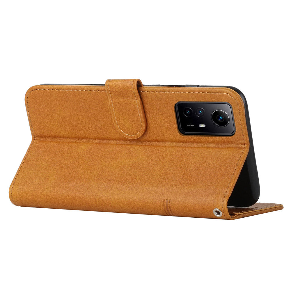 Uniqkart for Xiaomi Redmi Note 12S 4G PU Leather Phone Case Wallet Stand Anti-scratch Phone Cover - Yellow