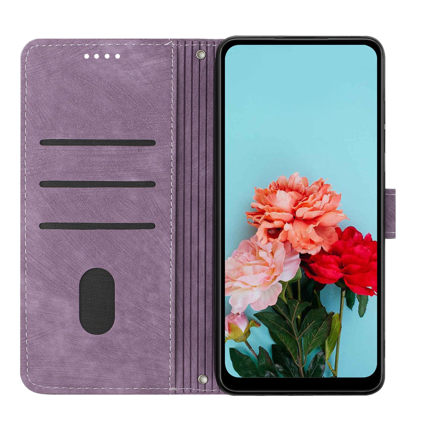 Uniqkart for Realme 11 Pro+ 5G / 11 Pro 5G Stand Wallet Leather Case Imprinted Lines Skin-touch Phone Cover - Purple