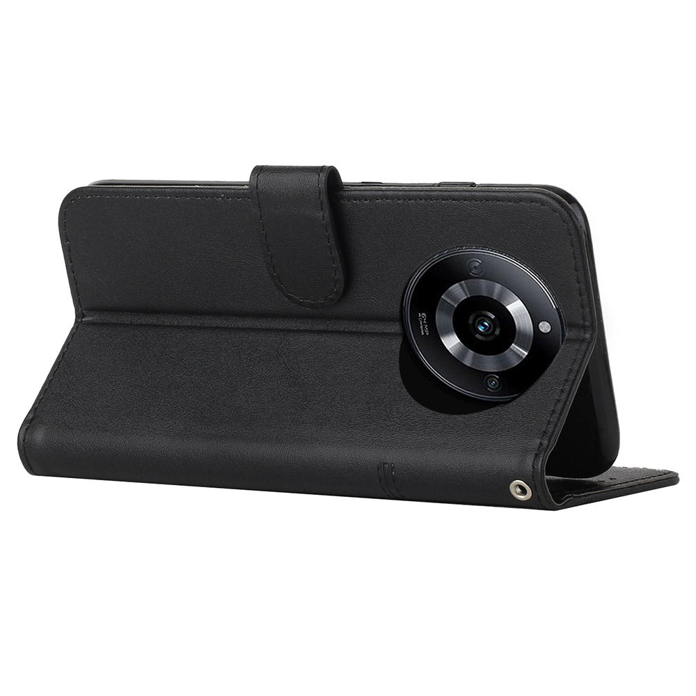 PU Leather Drop-proof Phone Case for Realme 11 5G , Wallet Stand Protective Phone Cover - Black