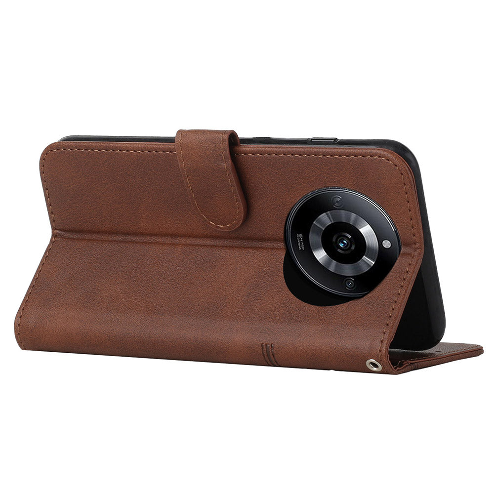 PU Leather Drop-proof Phone Case for Realme 11 5G , Wallet Stand Protective Phone Cover - Brown
